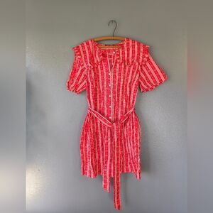 Whistles Red and White Striped Mini Dress